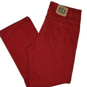 Mens Noiz Vintage Premium Quality Denim Jeans 38x32 Dark Wash Burgundy